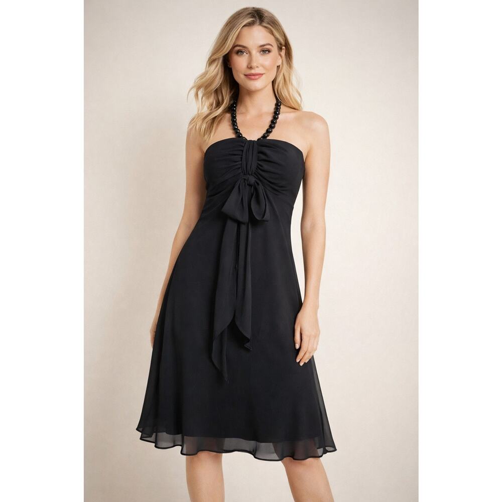 White House Black Market Halter Chiffon Cocktail Dress 6 Flowy Elegant Datenight